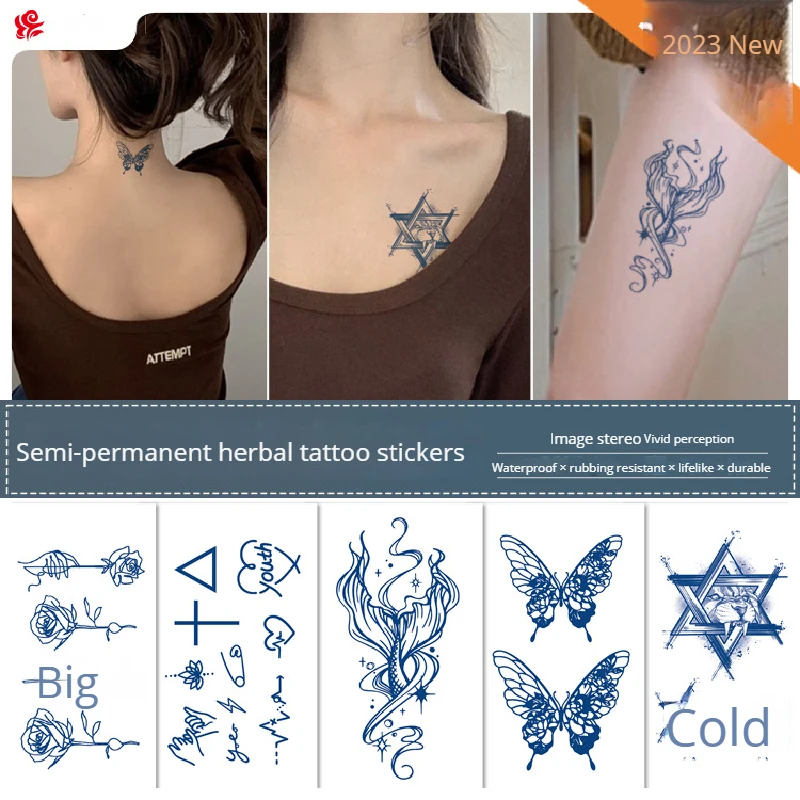 Fruit Juice Tattoo Hand Stick Semi Permanent Herbal Plant Fresh Mini Map Simple Temporary Tattoos Stick size: 70*120mm