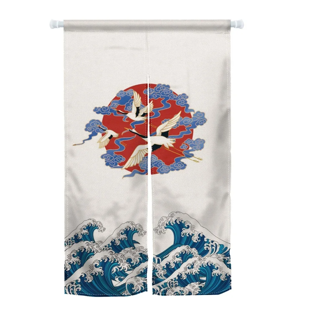 Japanischer Noren Türvorhang Ukiyoe Hokusai Große Welle Kirschblüte Kyoto Geisha Mädchen Home Restaurant Dekor Türvorhang
