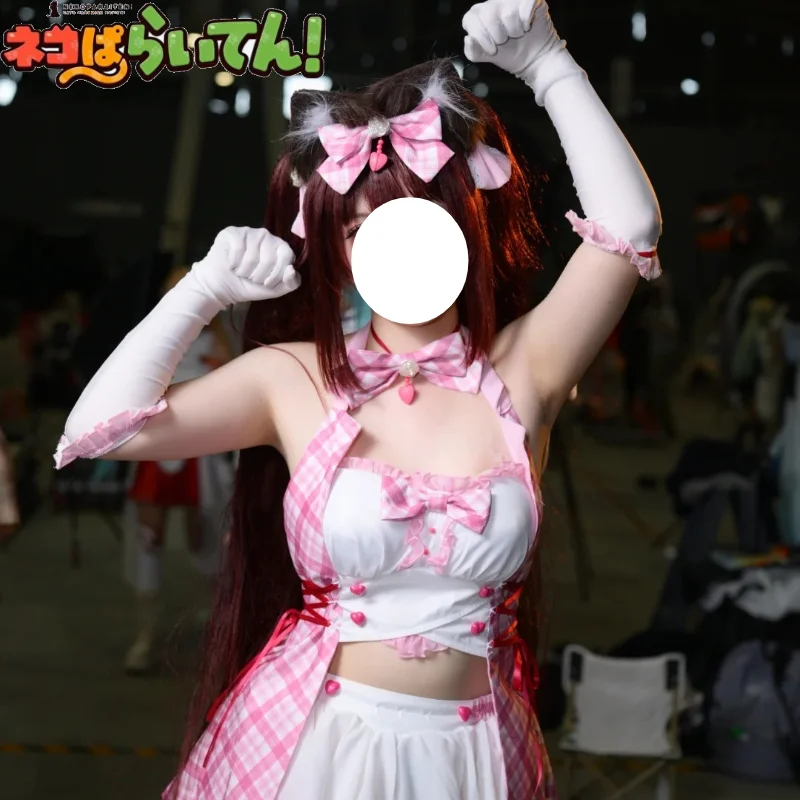 네코파라 바닐라 초콜라 코스프레 의상 가발 아이돌 귀여운 섹시 의상 고양이 꼬리 액세서리 세트 할로윈 파티 코스 고양이 소녀 드레스