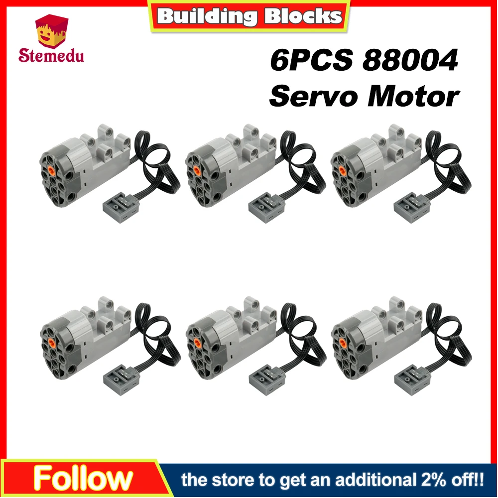 

6pcs MOC Brick Power Functions 88004 Servo Motor Technical Parts Steering Motor for Building Blocks