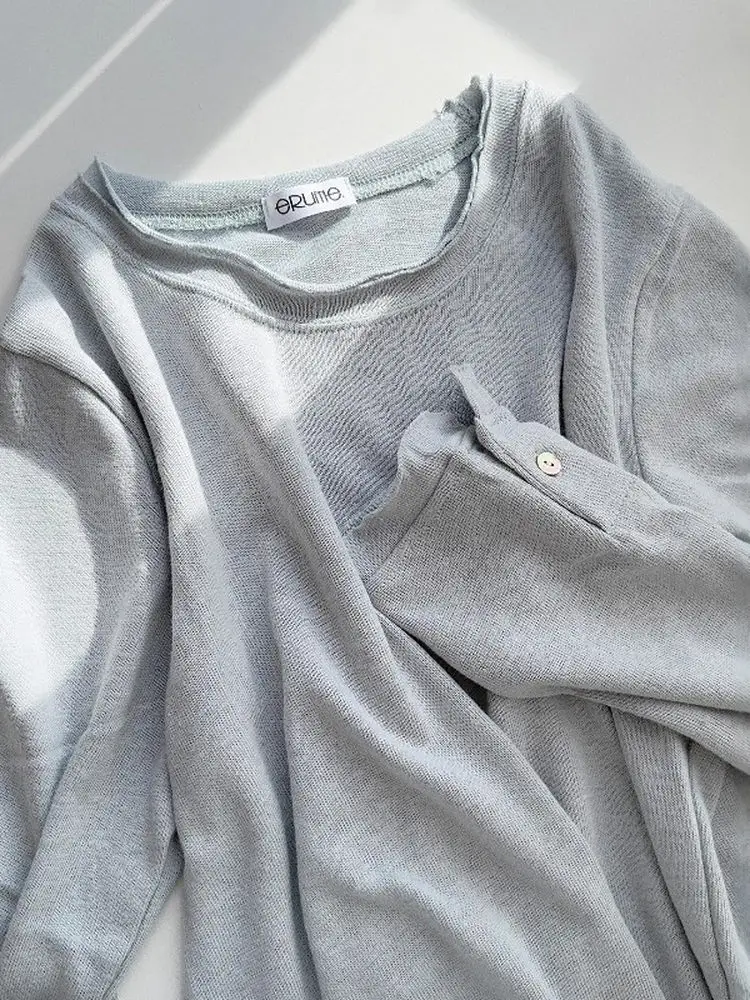 Suéter Holgado de Punto para Mujer, Capa Base, Cómodo, Transpirable, Informal, Estilo Coreano, para Otoño