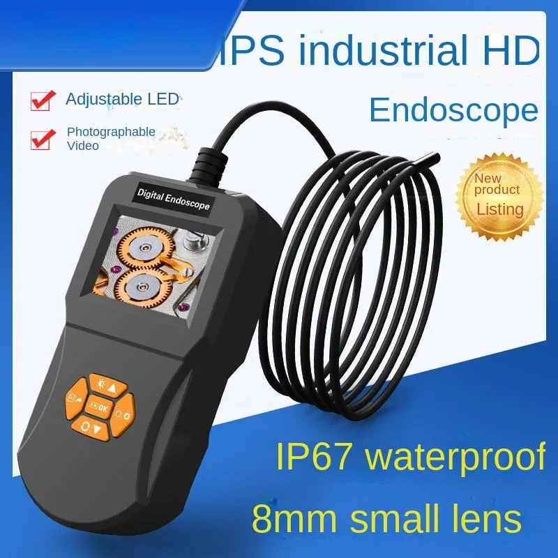 Portable screen endoscope, automotive inspection, photo and video, industrial pipeline endoscope, adjustable LED 8mm camera