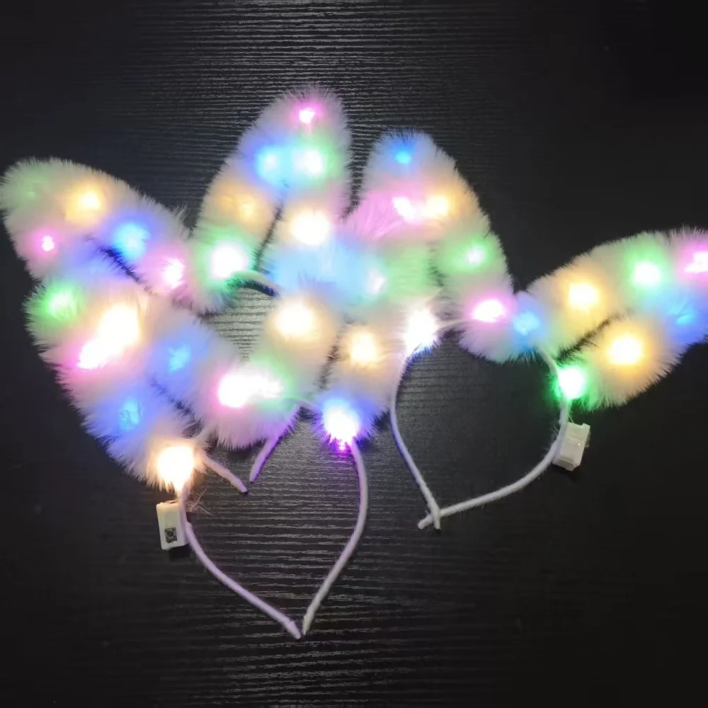 New Glowing Feather Rabbit Ears Hairband Adult And Child Performance Activi Hair Accory Bar Fairy Plu Headband Decoration 2026 - Image 5