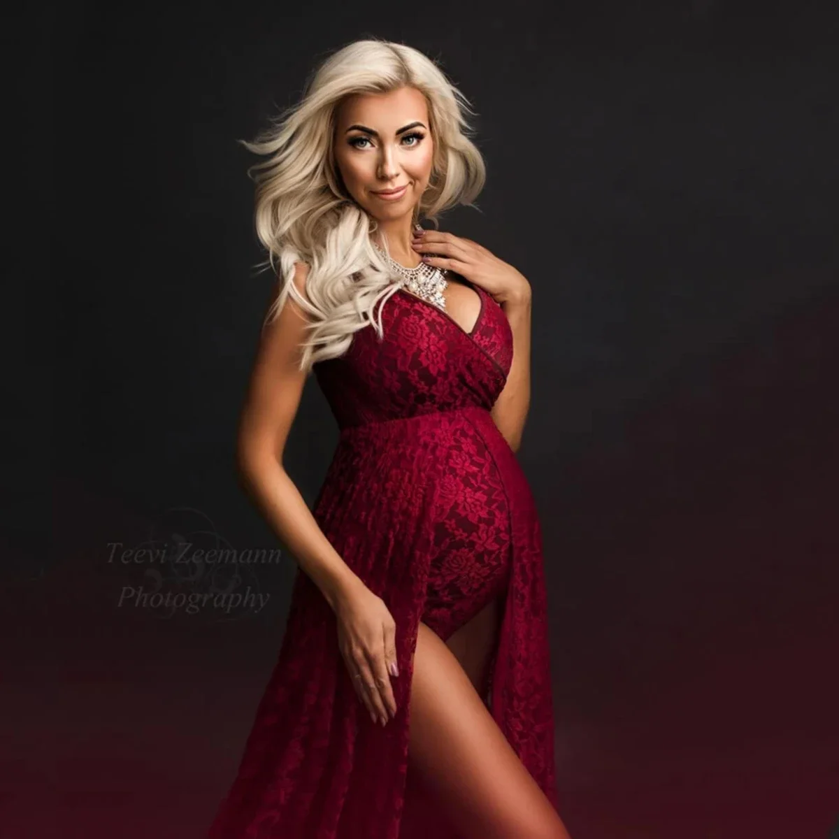 Clearance Maternity Bodysuit For Photography Props Sleeveless Lace Pregnant Woman Long Dress For Photo Shoot