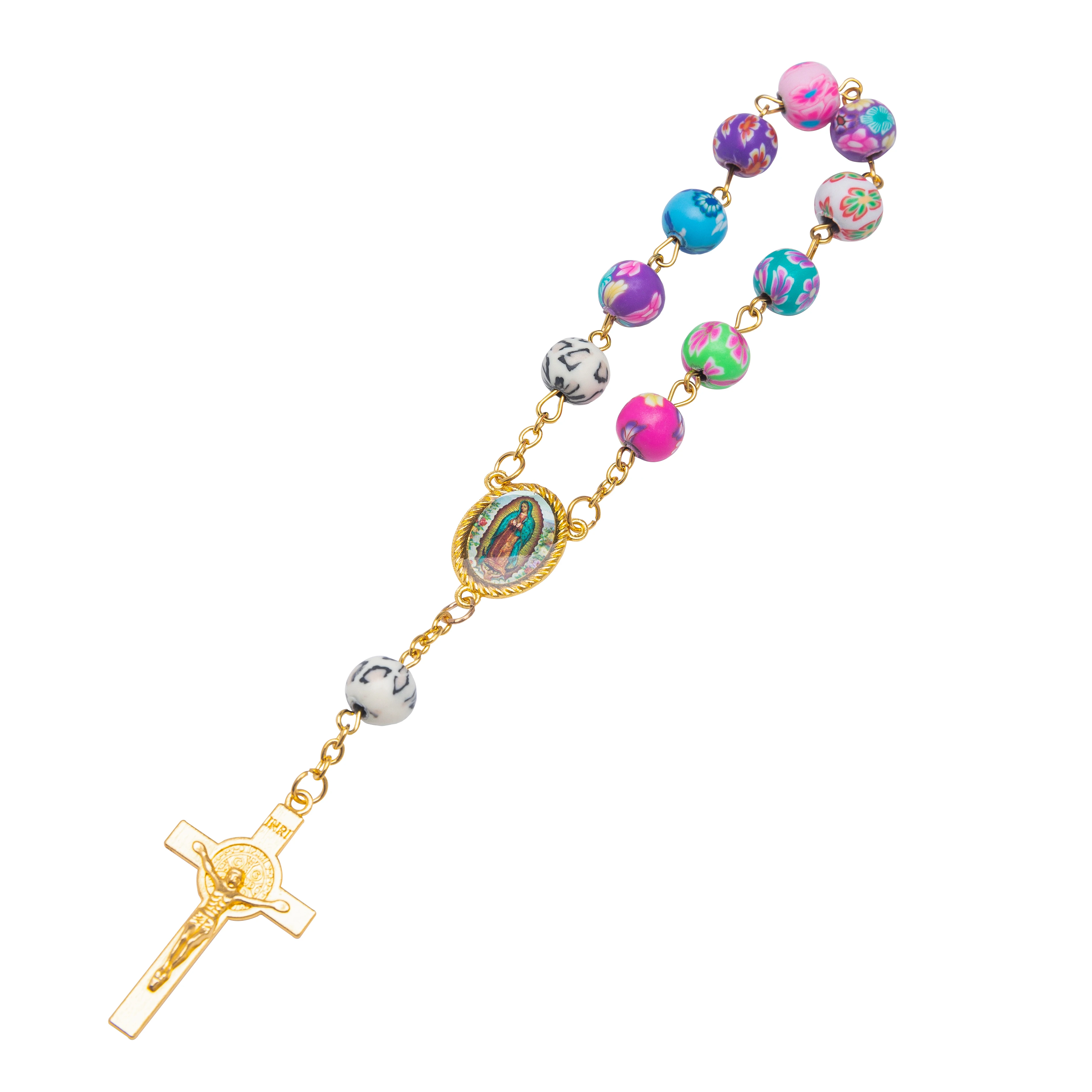 CR031 10 pezzi di alta qualità in argilla polimerica perline colorate bracciale rosario cattolico bracciale donna religioso gesù crocifisso