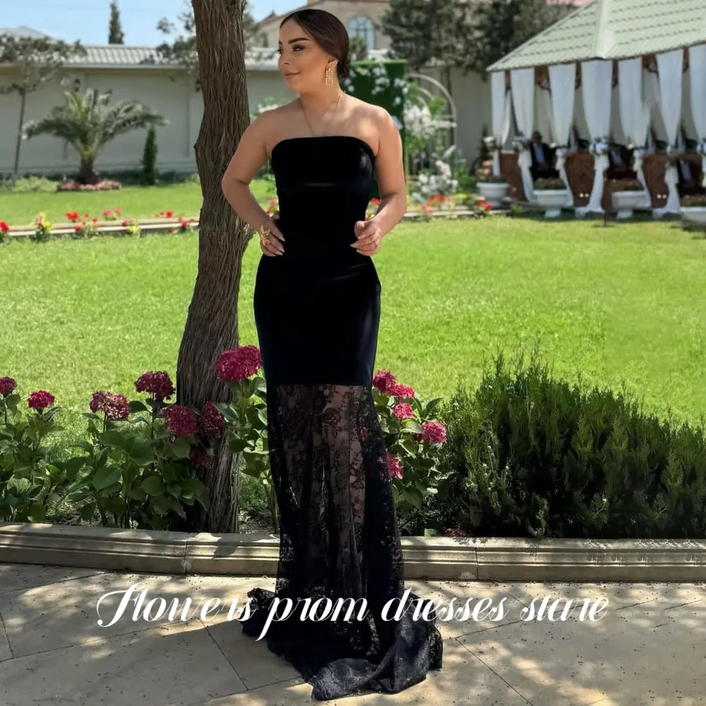 

Flowers Sexy Prom Dress Strapless Party Dress Lace Evening Dress Formal Occasion Dress فساتين مناسبة ر Customized