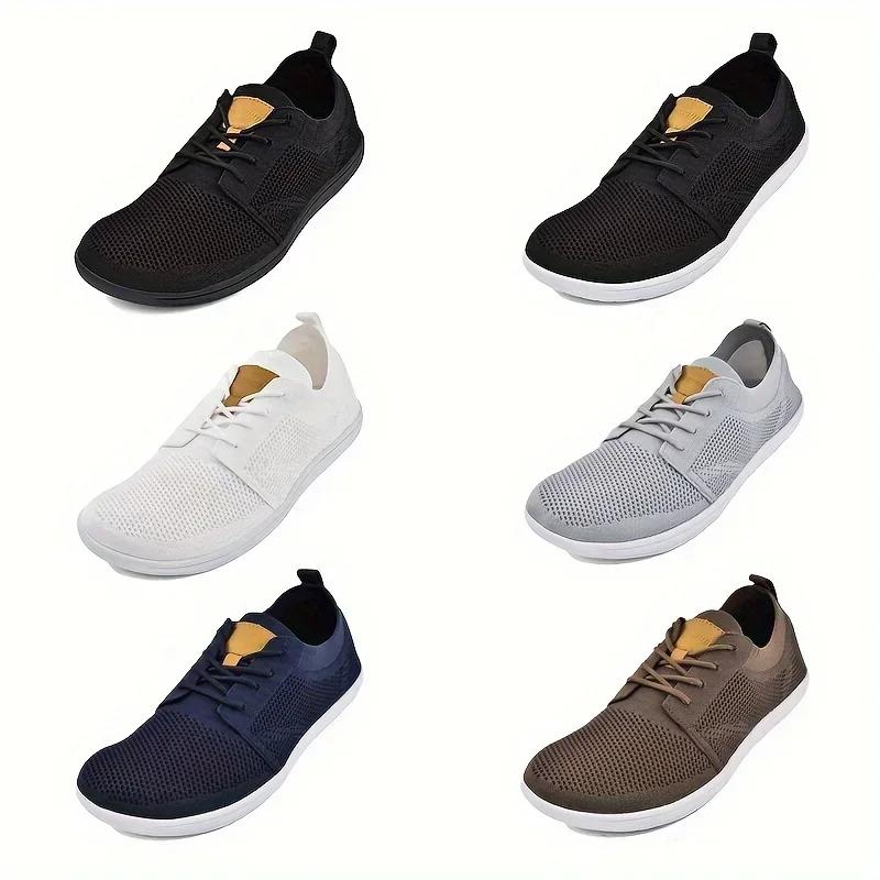 JACKSHIBO Casual herensneakers Modeschoenen Zakelijke vrijetijdsschoenen Brede neus Minimalistische wandelschoenen op blote voeten Zero drop-zool