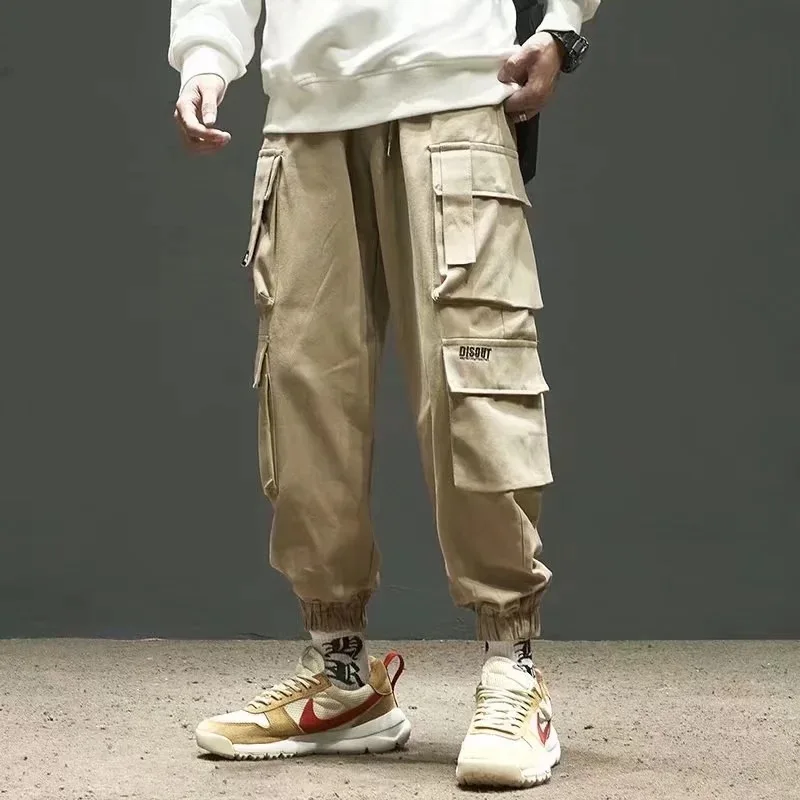Trendy Brand Cartoon Letter Graffiti Printing Overalls Men's Loose Straight Casual Drawstring Leggings I2025