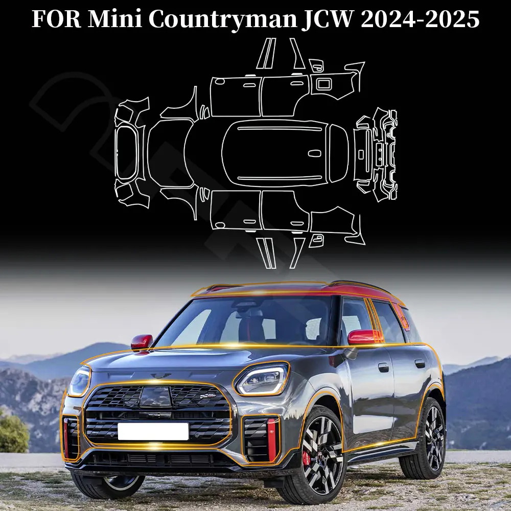 

For Mini Cooper Countryman U25 2024 2025 Car Paint Protection Film TPU Precut Transparent Body Sticker Bra Kit Anti-scratch