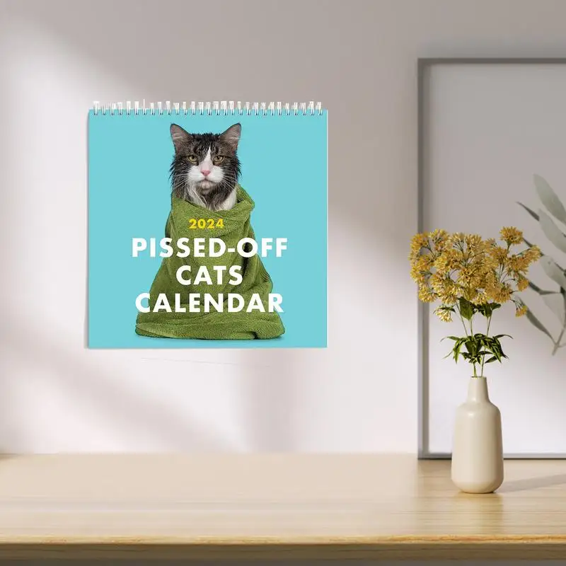 Cat Lovers 2024  English Calendar Wall Hanging Creative Daily Planning For Home Office Student Desktop Portable Monthly Calendar