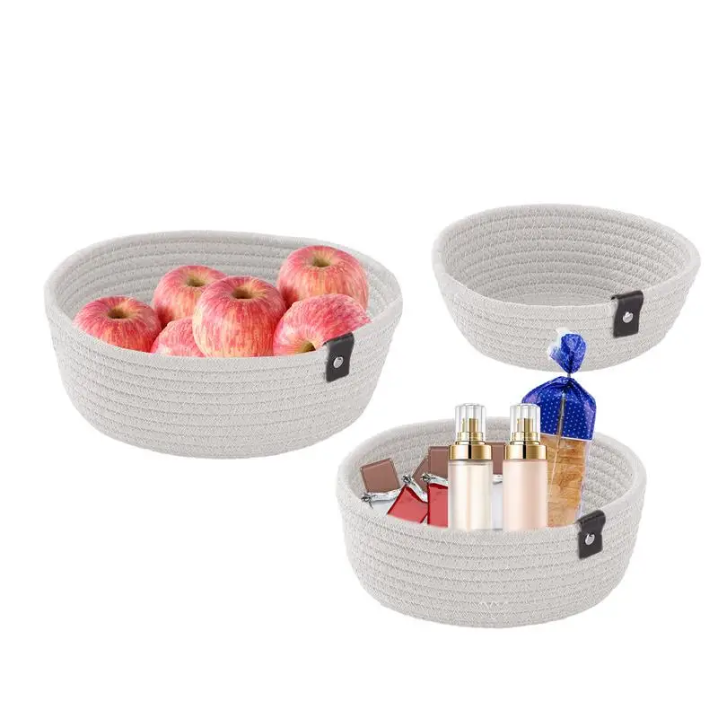 Desktop Decorate Basket Cotton Rope Woven Cat's ear Storage Baskets Desktop Sundries Kids Toys Organizer Box Baby Dirty Clothes