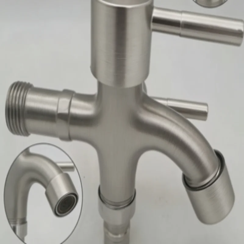 Dual Spout Water Tap Multifunctional Double Outlet Faucet for Laundry Sink and Washing Machine Use
