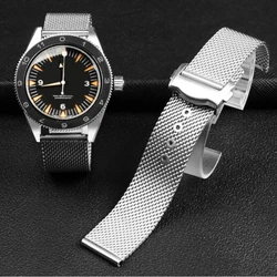 Milanese Watch Band 20mm 22mm for Omega 007 for Seamaster 300 Bracelet Mesh Stainless Steel Strap Original Folding Buckle