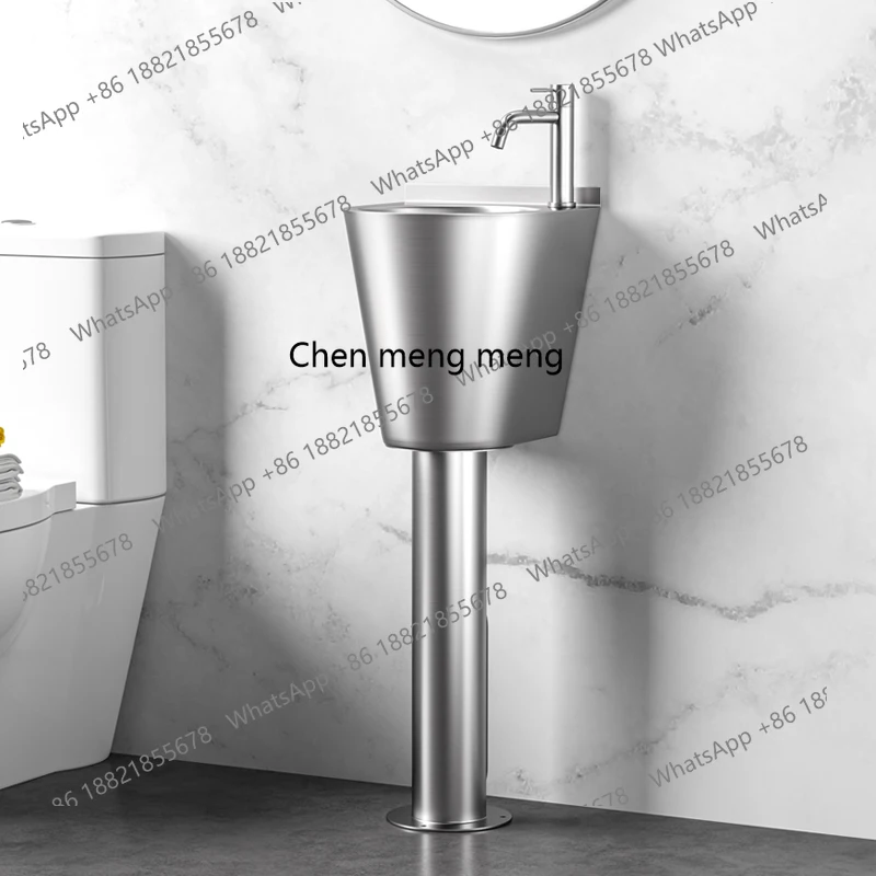 

Stainless steel wash basin black small apartment bathroom column basin school small floor-to-ceiling washbasin