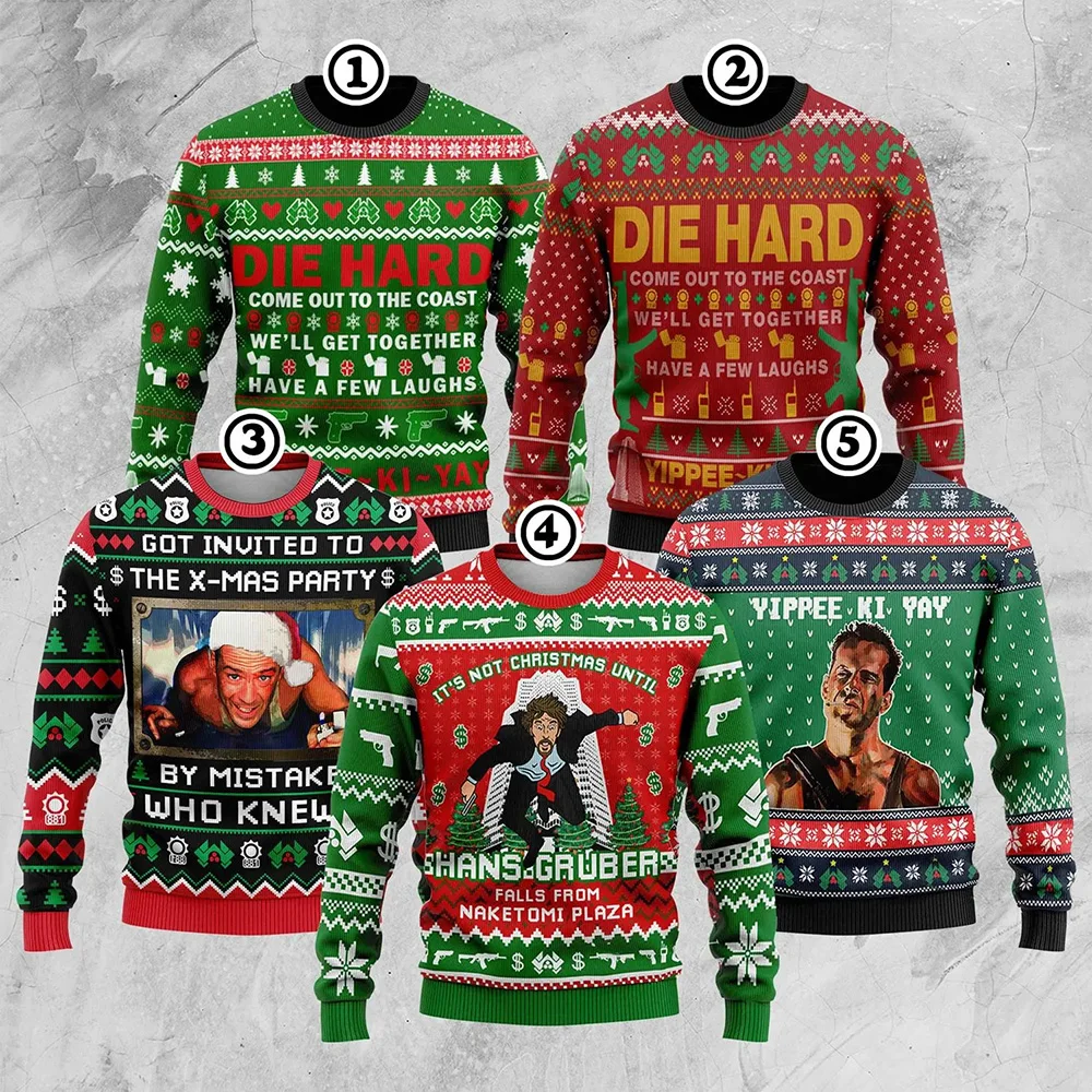 John Mcclane Die Hard Ugly Sweater Yippee Ki Yay Sweater Nakatomi Plaza Sweater Fun Christmas Shirt Men's Pullover Casual Tops