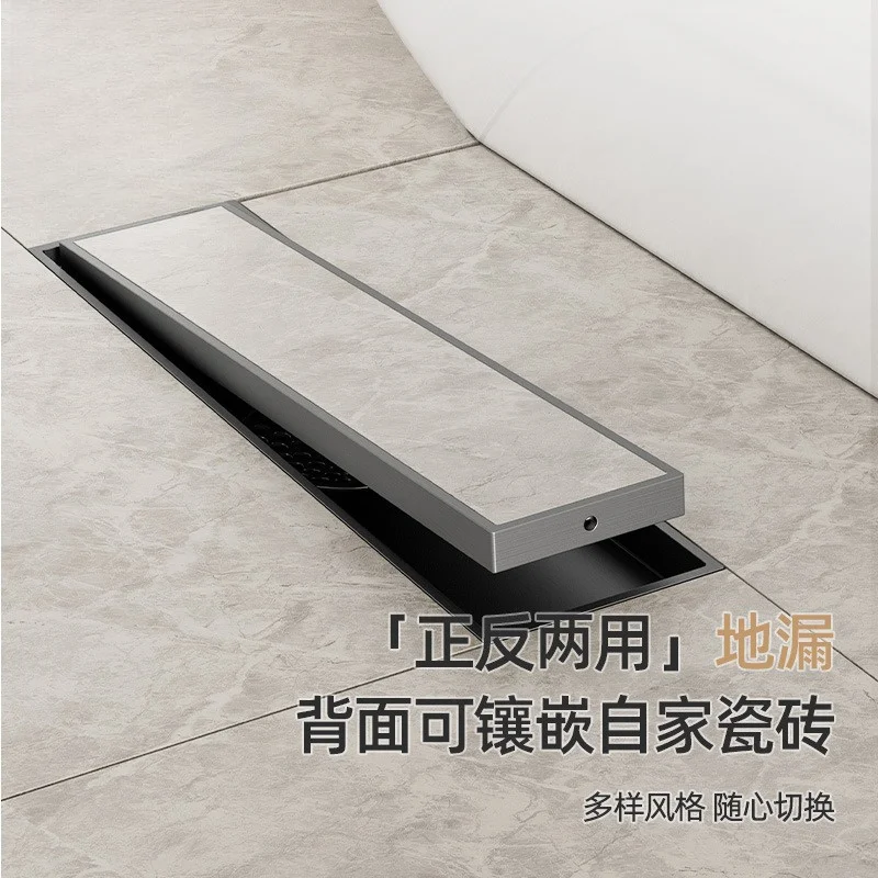 Solid Copper Deodorant Invisible Long Floor Drain 300mm Elongated Hidden Drain For Bathroom Hotel Shower Anti-odor Floor Drain