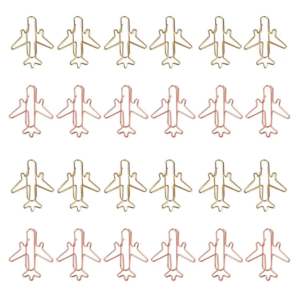 24 Pcs Binder Office Paper Clips Airplane Paperclip Iron Wire Plating Paperclips