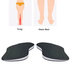 Foot Knock Knee Pain Unisex Leather O/X Leg Orthopedic Insoles Bow Legs Valgus Varus Shoes Pad Correction Shoe Inserts Men Women