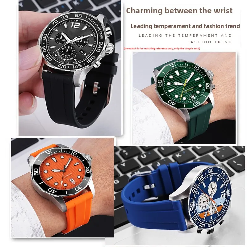 Pulseira de silicone de liberação rápida para tag heuer f1 golfo aquaracer carrera rolex água fantasma pulseira de relógio de borracha 19/20/21/22mm