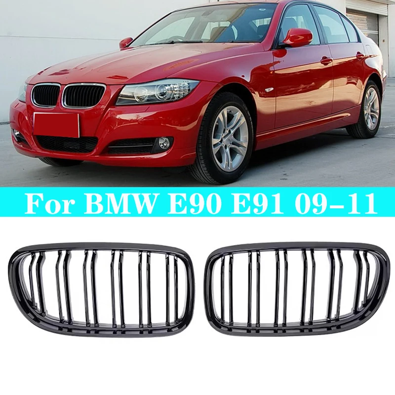 Car Front Kidney Double Slat Grill Grille Racing Grills For BMW 3 Series E90 E91 LCi 320i 318i 325i 2009- 2012 Auto Accessories