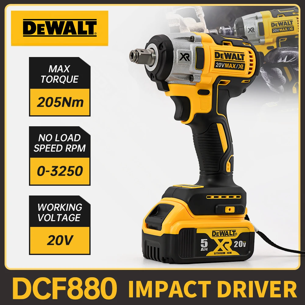 Dewalt DCF880 Cordless Impact Wrench 20V Lithium Battery High Torque High Speed Powerful Wrench 203Nm Rechargeable Power Tools