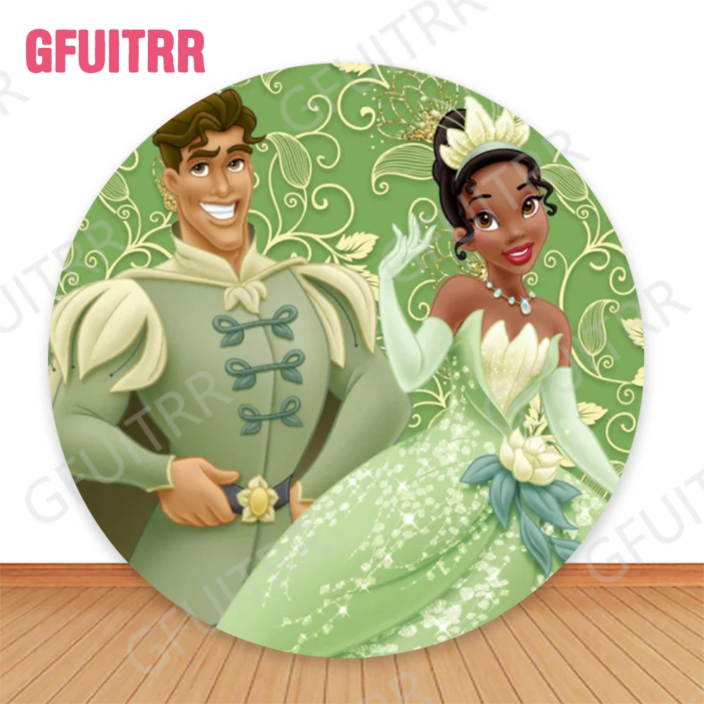 The Princess Tiana and The Frog Round Photo Backdrop Kids Birthday Party Decoration Baby Shower Cylinder Covers Photo Props