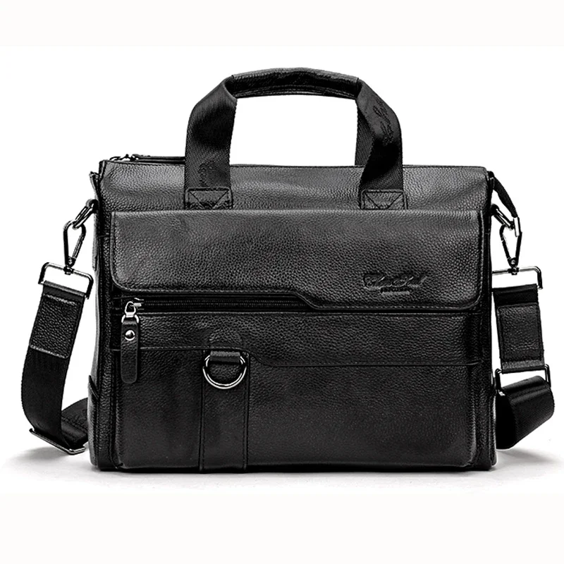 

Men Genuine Leather Top handle Tote Handbag Cross Body Shoulder Bag Briefcase Male Real Cowhide Business Messenger Bags