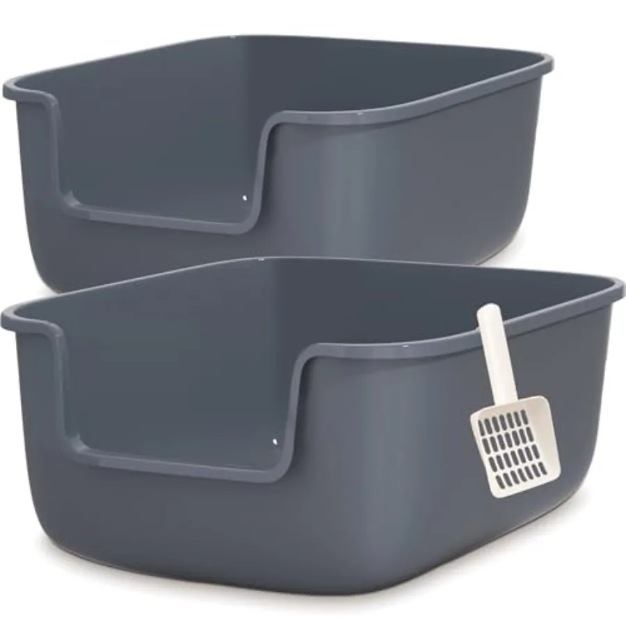 

Large Cat Litter Box High Sides Side Low Entry Litter Box for Senior Cats with High Back and Wall Kitty Litter Boxes with Scoop