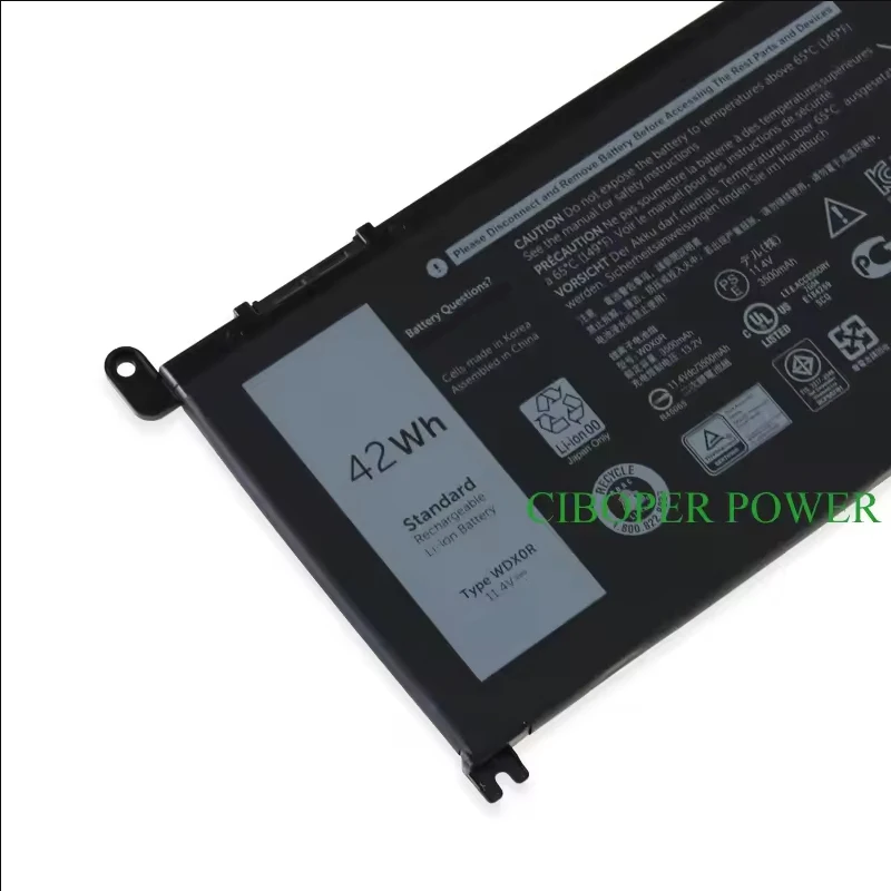 CP Laptop Battery WDX0R 42Wh T2JX4 3CRH3 WDXOR For Latitude 3180 3189 3390 Vostro 14 5468 15 5568 Inspiron 13 5379 17 5767 5770