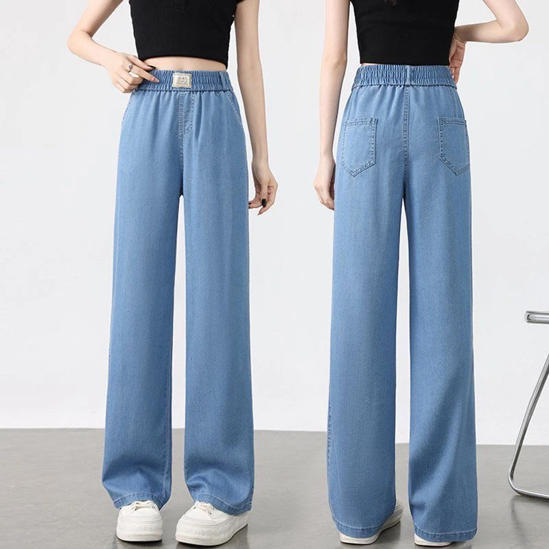 

Cool Sensation Ice Silk Thin Straight Leg Jeans Women Summer New Style Drapey Wide Leg Pants Loose Fit Casual High Waist Long...