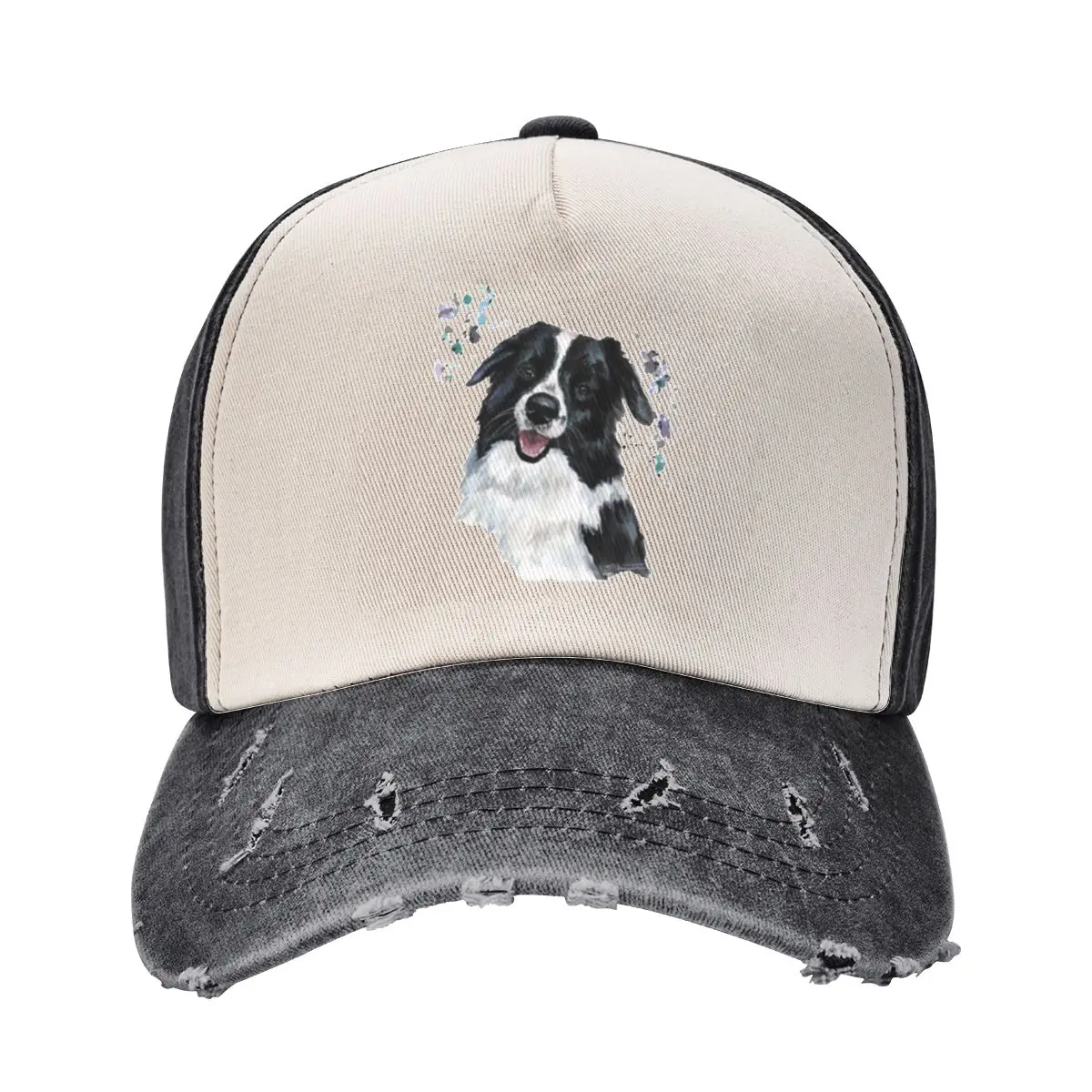 Watercolour Border Collie Baseball Cap funny hat Uv Protection Solar Hat |-F-| Men Hats Women's