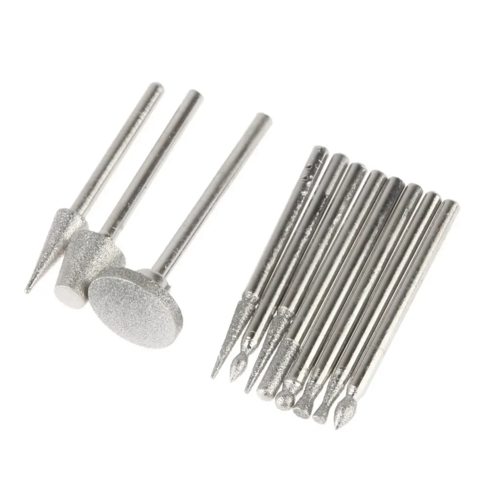 Krachtige 50pcs Diamond Tipped Coated Rotary Grinding Head Glass Jewelry Lapidary Burr Grit 150 Grinder Head tools