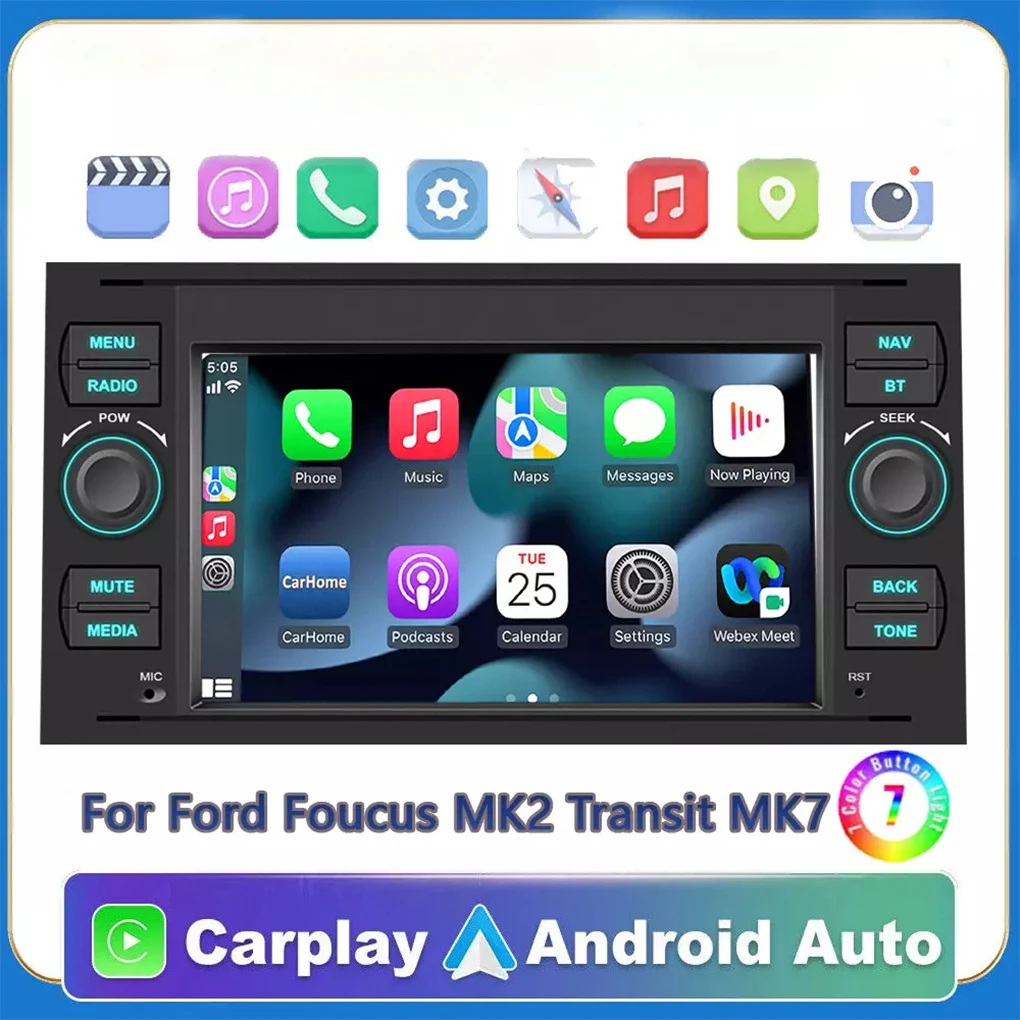 7 inch large screen for Ford Transit Wireless CarPlay Android 14 GPS RDS car navigation car central control all-in-one car radio