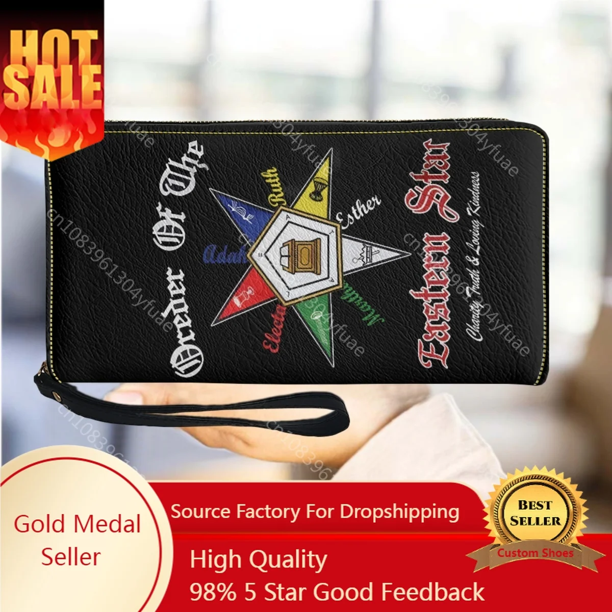 Luxury Women's Clutch Bag Sorority Leather Wallet OES Sisterhood Eastern Star Coin Purse Bags Card Holder Custom Designer Pack