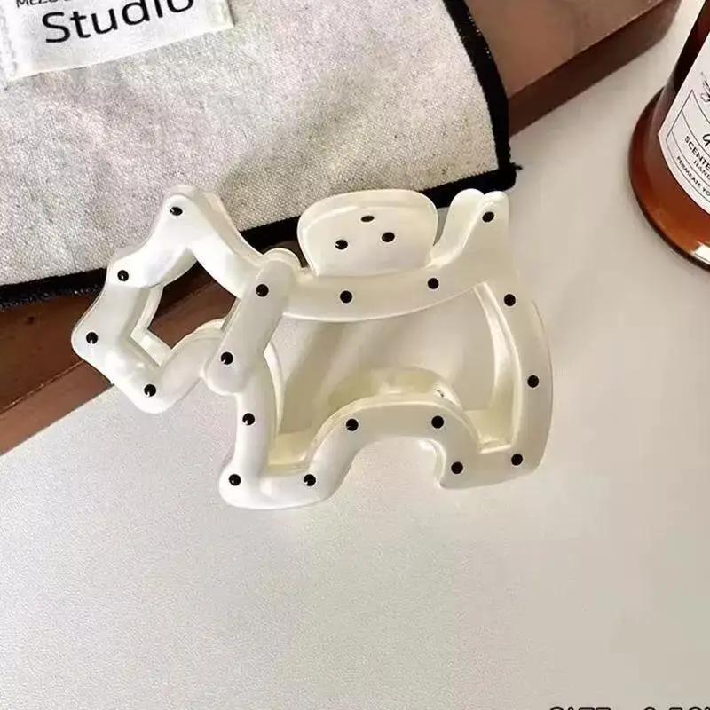 Kleine Haarspange für Hunde, gepunktete Hunde-Klauenklammer, Haarspange für hohe Pferdeschwänze, hochwertige Haifischklammer für Damen, Haar-Accessoire, Kopfschmuck – Detail 9