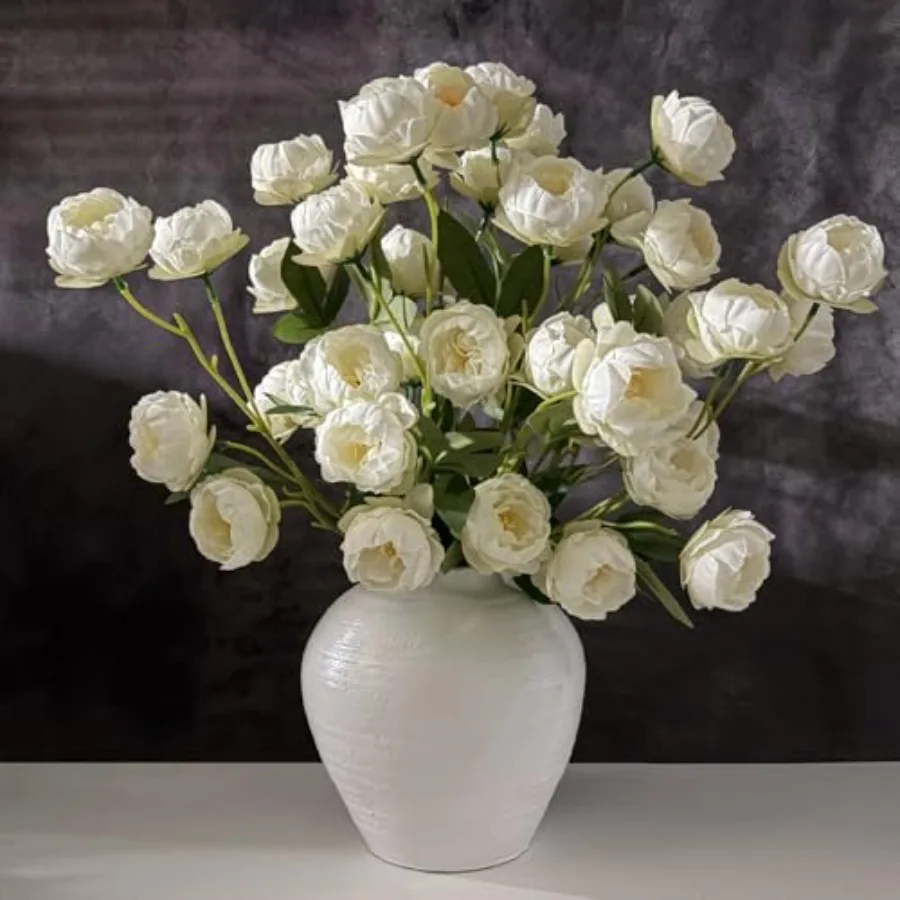 

Набор из 30 искусственных пионов на длинном стебле, 84 шелковых головки пионов для DIY-композиций в вазах, свадебных центральных украшений, декора домашнего стола
