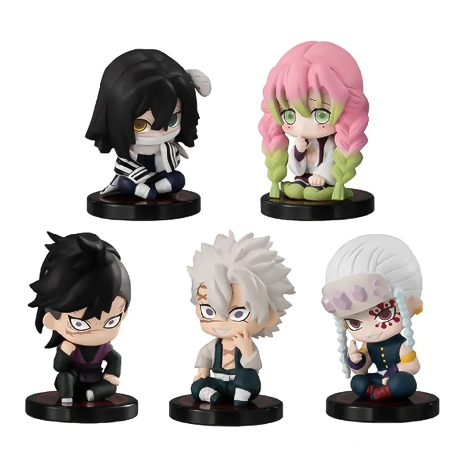 10pcs Set Q Version Demon Slayer Sitting Ghost Doll Tanjiro Nidouzi Inosuke Zenizu Figure Action Figure Movie Model kid Toy Gift