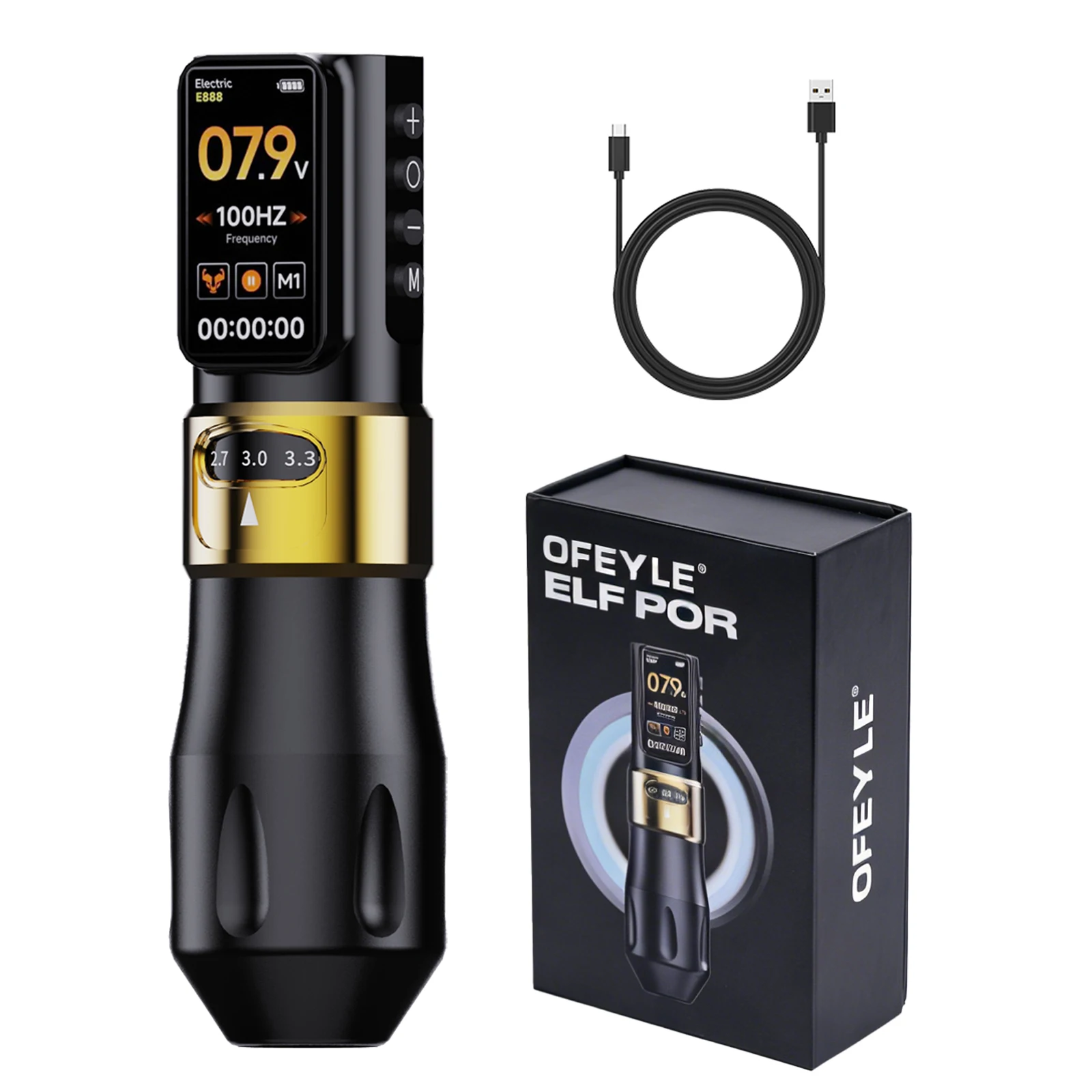 YILONG Wireless Tattoo Pen Adjustable Stroke 2.4/2.7/3.0/3.3/3.6/3.9/4.2MM Tattoo Gun Machine with 1700MAH Color Screen Power