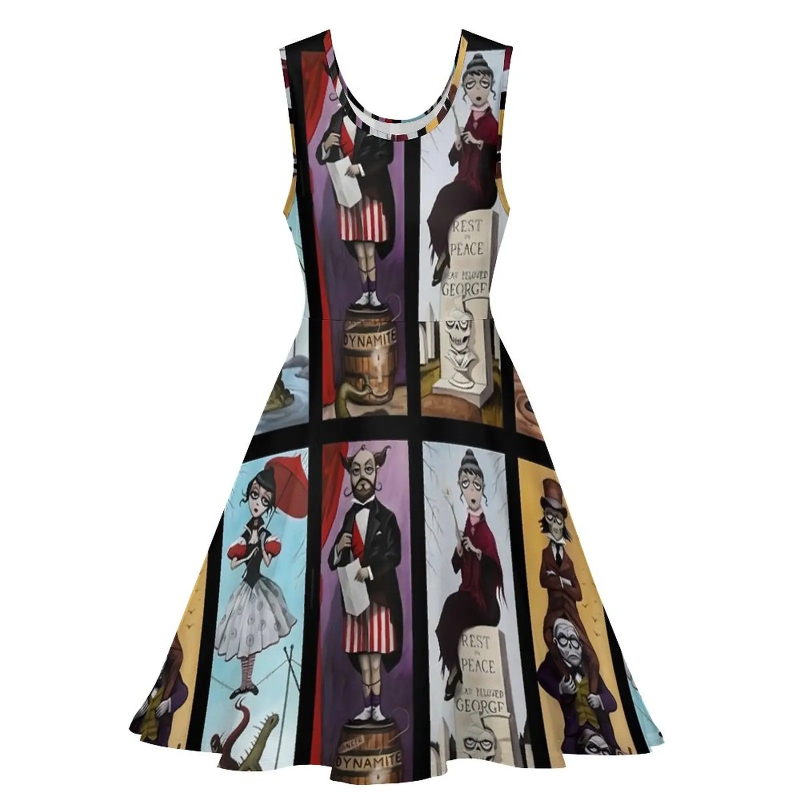 Haunted Mansion Dress Stretching Portraits Sexy Dresses High Waist Casual Skate Dress Women Pattern Vestidos Gift Idea