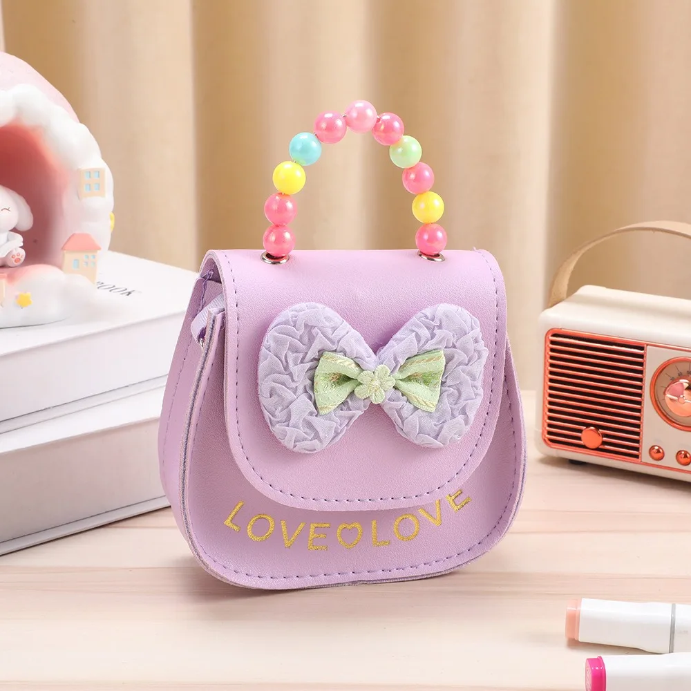 

Creative Cute Flowers 's Messenger Bag Pearl PU Leather Handbags Bowknot Shiny Shoulder Bag