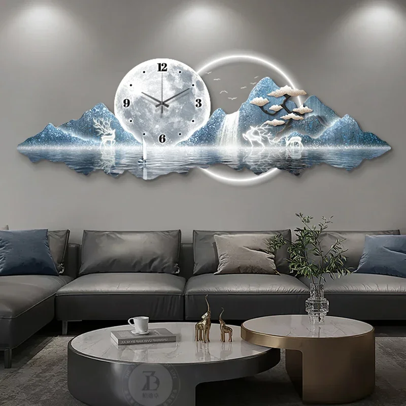 Luxury Large Wall Clocks Art Mural Led Silent Aesthetic Wall Watch Minimalist Creative Nordic Horloge Living Room Decoration