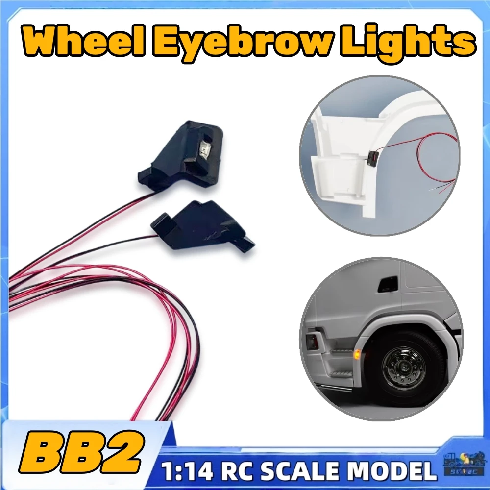 1 Pair LED Front Wheel Eyebrow Lights Yellow Lamp for 1:14 Scale Tamiya RC Truck Tipper SCANIAA 770S 56368 LESU DIY Toy Car Part
