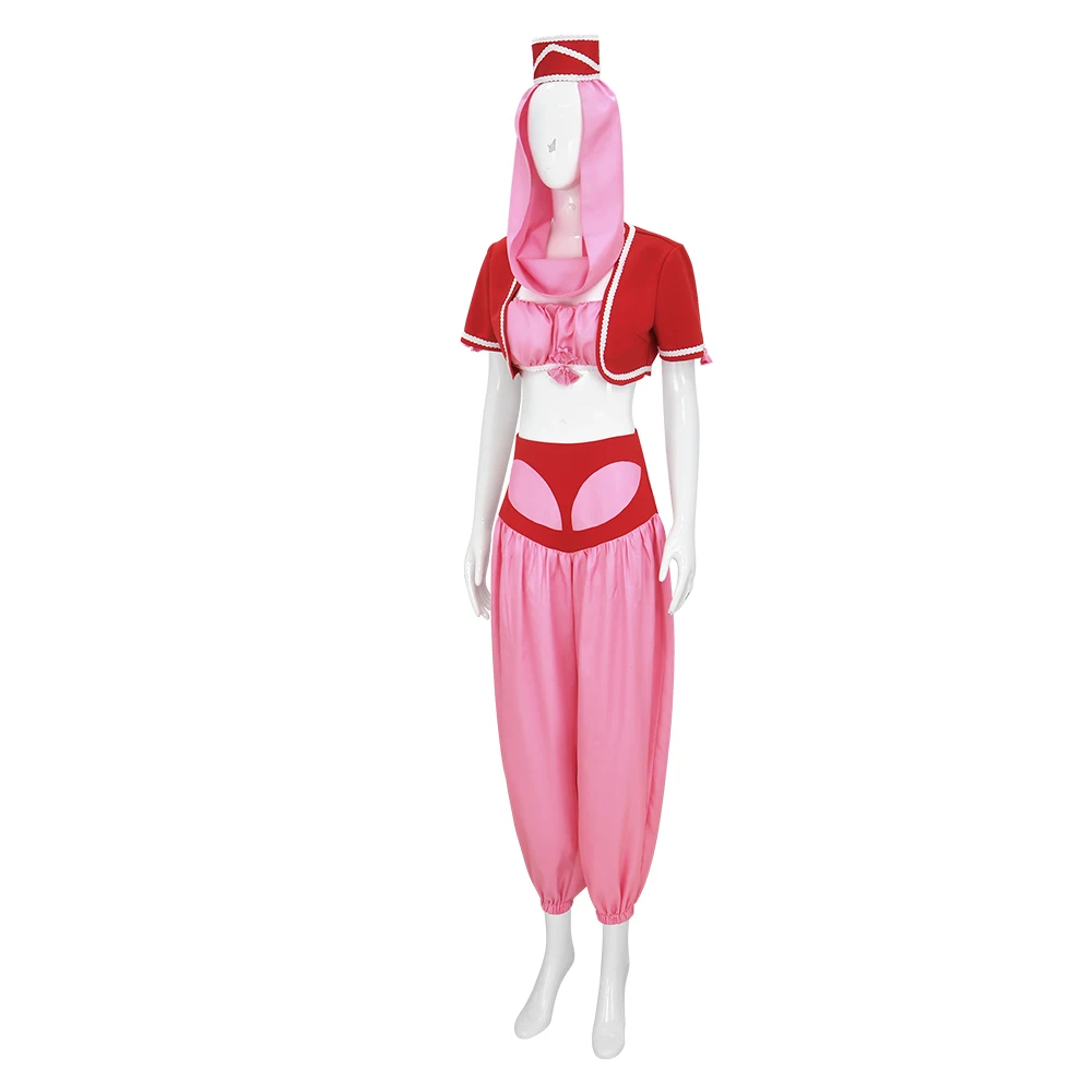 زي CosplayBuy النسائي I Dream of Jeannie التنكري للرقص الشرقي، فستان أحمر، بدلة ملابس الهالوين #2