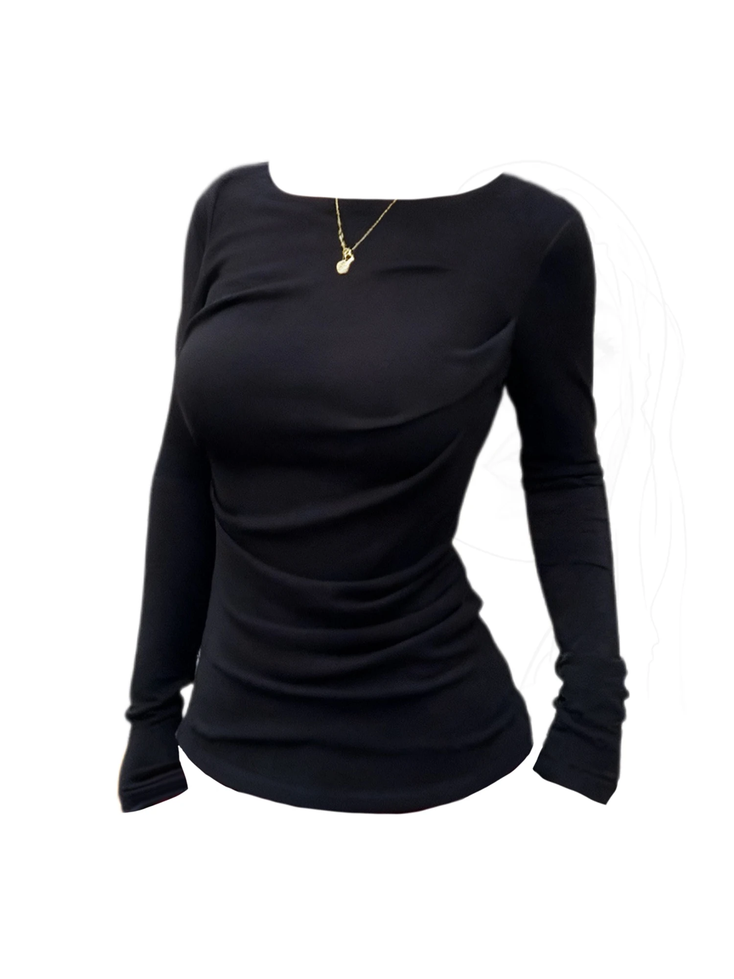 

Women Black Gothic Y2k Gyaru T-shirt Vintage Harajuku Emo Tee Top Long Sleeve Oversize Basic T-shirts 2000s Clothes Autumn 2025