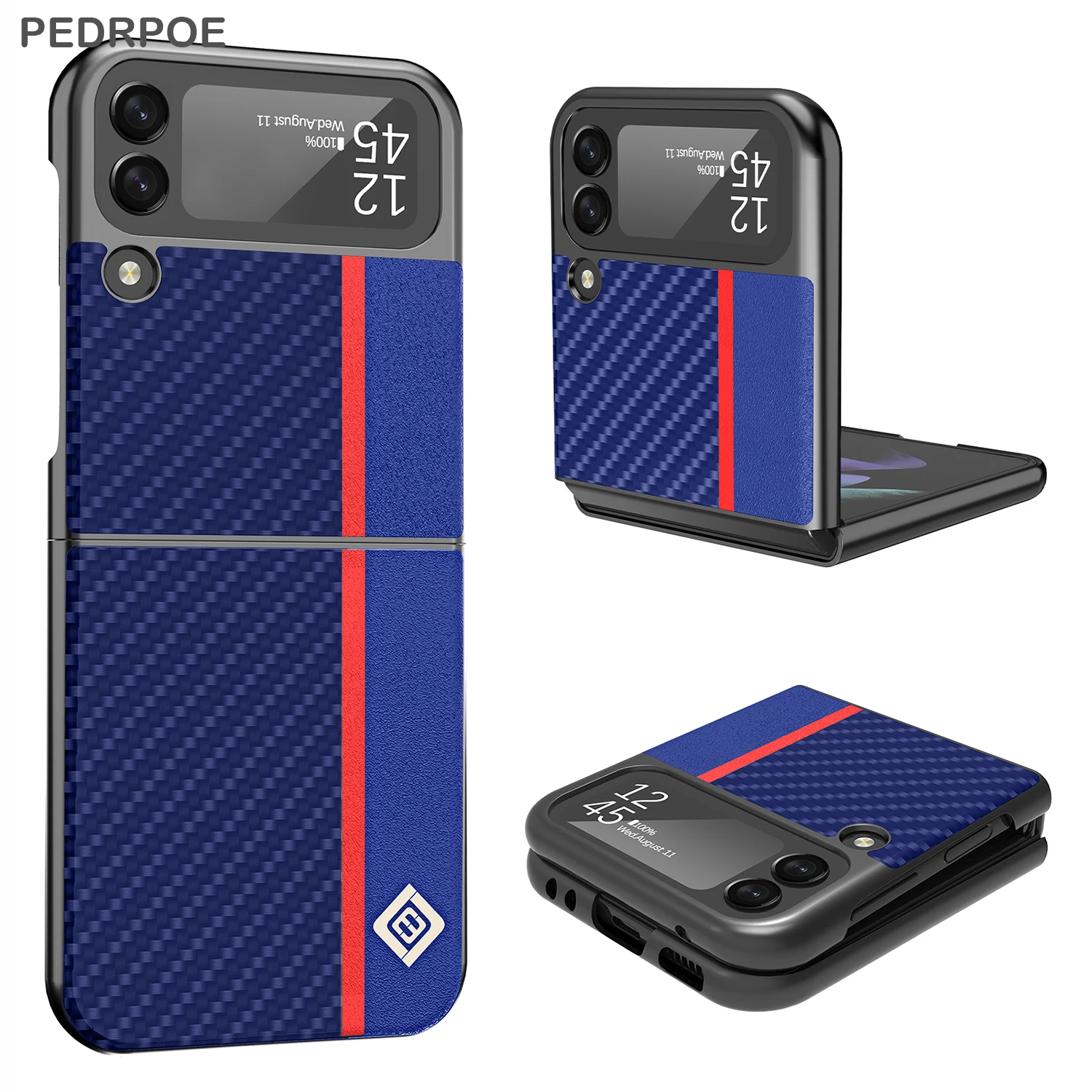 

Carbon Fiber PU Leather Case for Samsung Galaxy Z Flip 3 Scratch-Resistant Solid Cover for Samsung Galaxy z flip3 5G Wallet Card