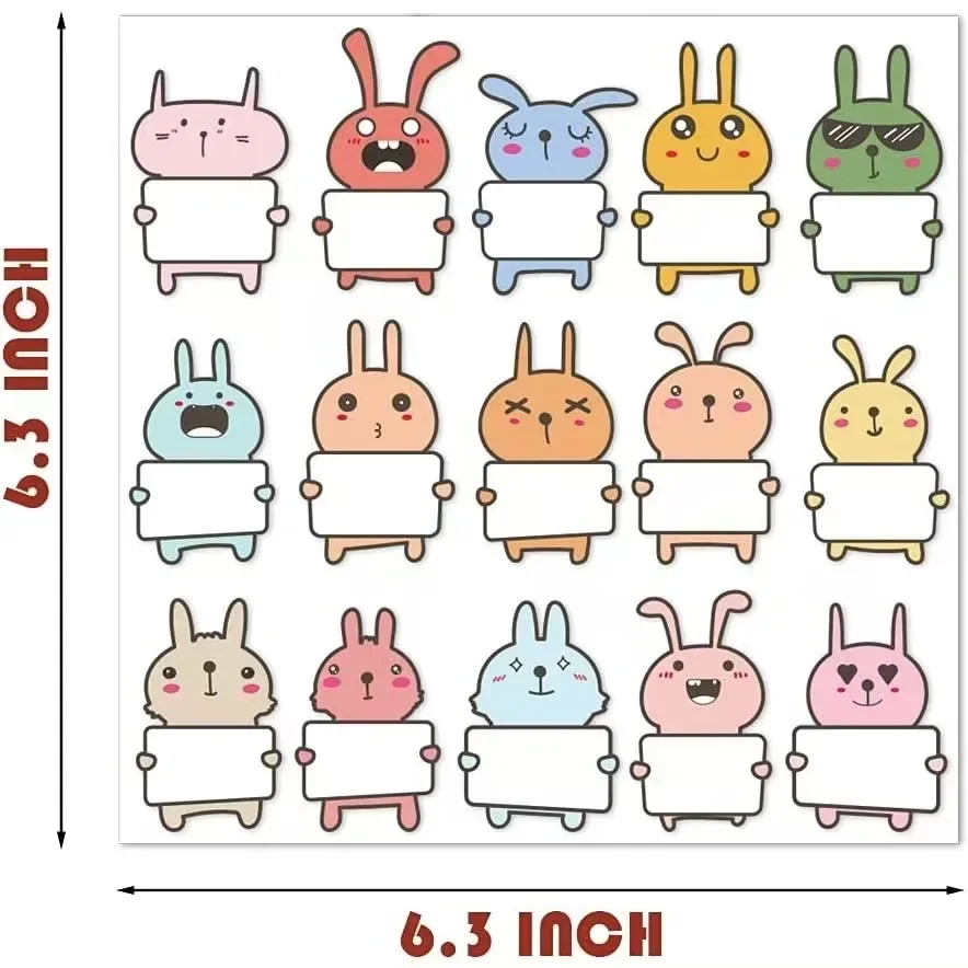 75Pcs Personalized Design of Children's Name Tags Rabbit Name Tags Stickers Classroom Water Bottles Lunch Boxes Notes