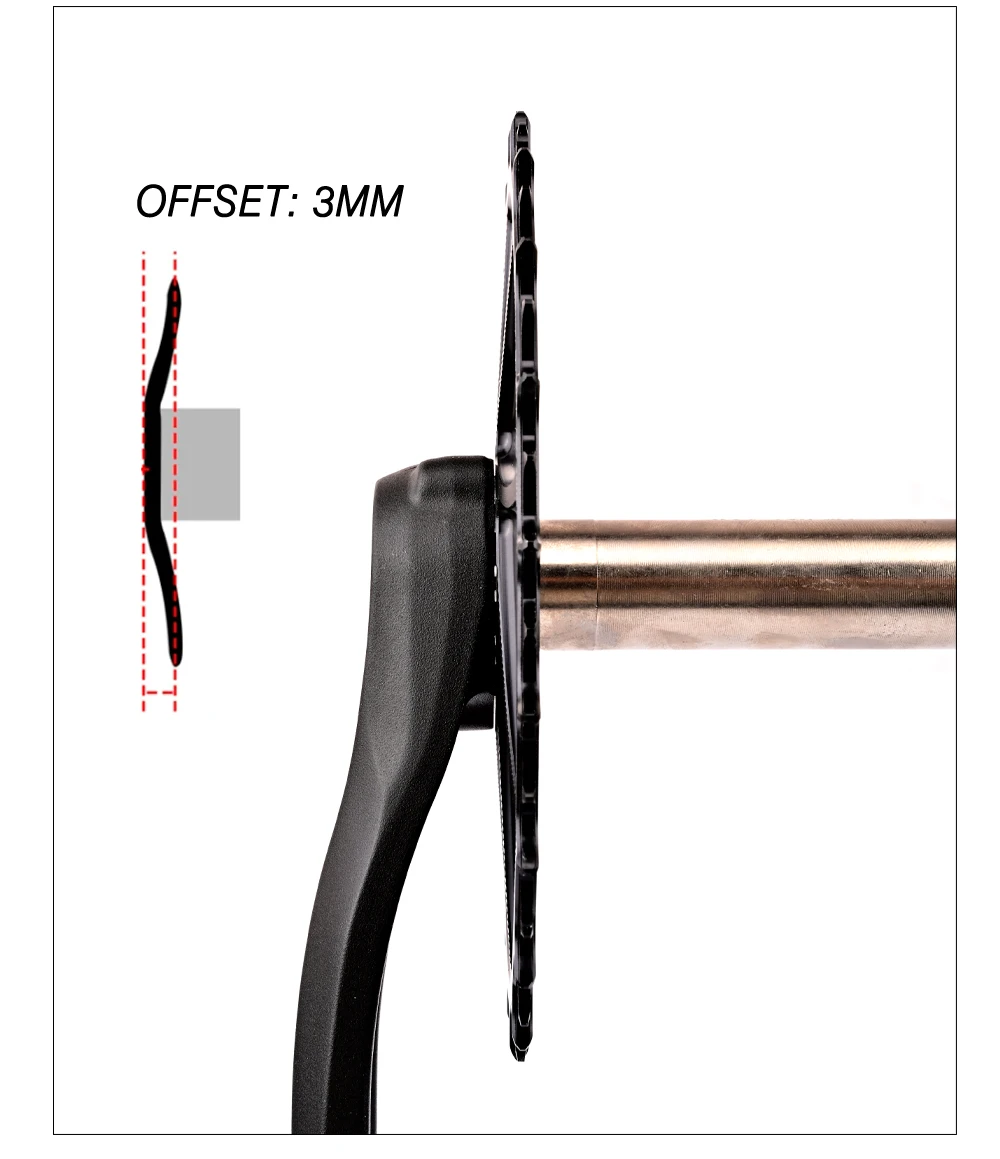 GOLDIX 3-Bolzen 3mm Offset Fahrrad-Kettenblatt mit breiten und schmalen Zähnen, AERO-Kettenblatt, CNC-Hohlschnitt-Bearbeitung für 3-Bolzen-Kurbelgarnitur – Detail 8