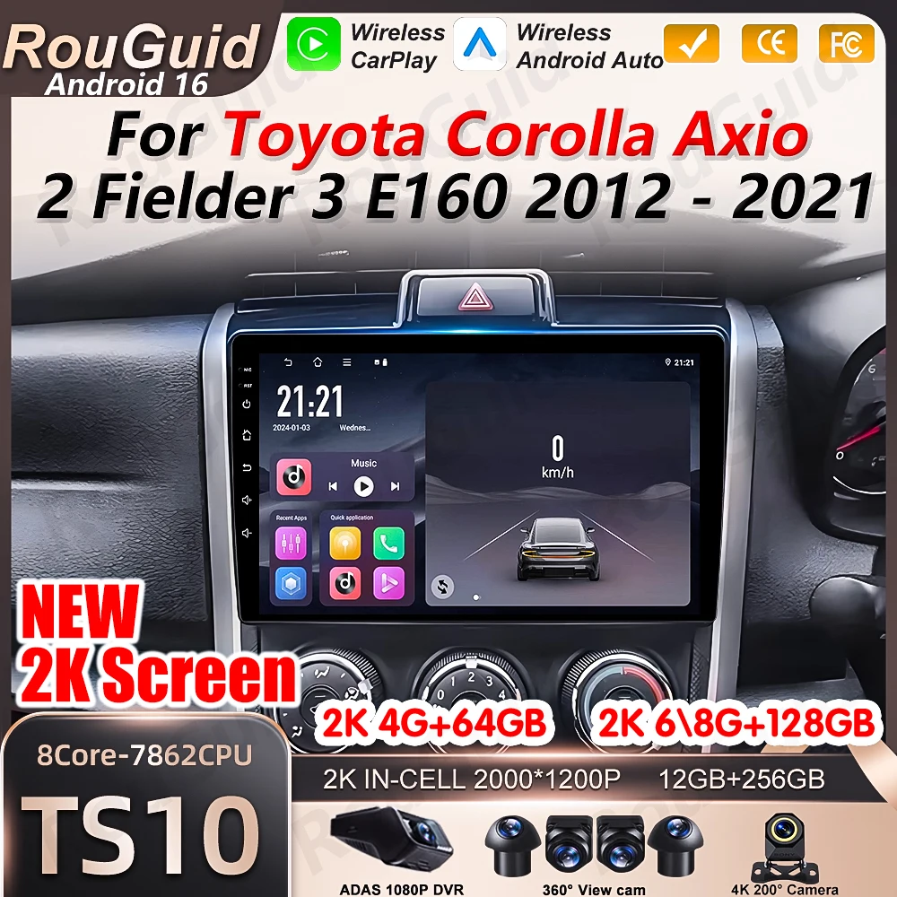 

Android 16 Car Radio Carplay For Toyota Corolla Axio 2 Fielder 3 E160 2012 2013 2014 2015 2016 -2021 Video Multimedia Player RSD