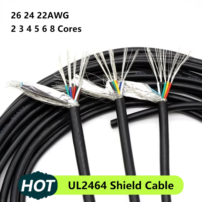 

UL2464 Multi-core Shielded Sheathed Cable 2 3 4 5 6 8 Cores 26 24 22AWG Flexible Signal Control Wire Shield Cables Audio Cable