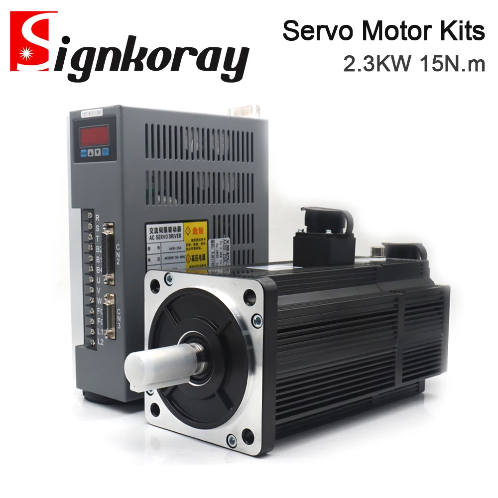 SignkoRay 2.3KW 15N.m AC Servo Motor Driver Kits 1500RPM 220V 380V AC Motor AASD-25A+130ST-M15015 for CNC Router